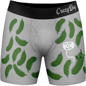 Crazy Dog T-Shirts Mens Big Dill Boxer Briefs Funny Saying Pickle Quote Graphic Novelty Joke Underwear for Guys(Grey)