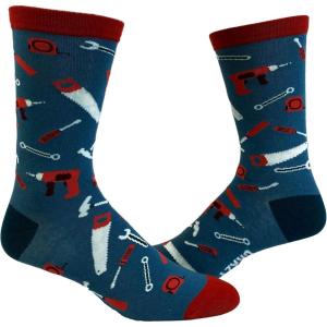 Crazy Dog T-Shirts Men’s Dad Socks Funny Fathers Day Graphic Novelty Footwear(Tools Pattern)