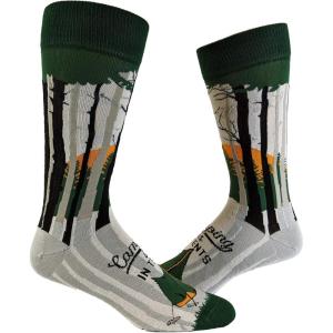 Crazy Dog T-Shirts Mens Funny Camping Socks With Awesome Graphics Hiking Socks for Men(In Tents)