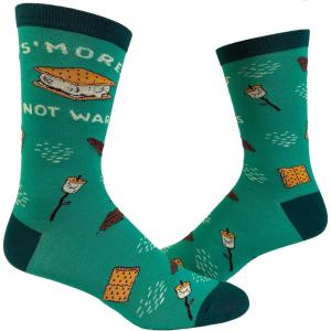 Crazy Dog T-Shirts Mens Funny Camping Socks With Awesome Graphics Hiking Socks for Men(Smores Not Wars)