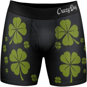 Crazy Dog T-Shirts Mens Rub for Luck Boxer Briefs Funny St Patricks Day Novelty Underwear for Guys(Black)