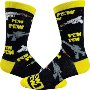 Crazy Dog T-Shirts Mens Sarcastic Socks Funny Crew Footwear for Adults(Black)