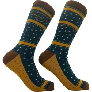 Crazy Dog T-Shirts Mens Sarcastic Socks Funny Crew Footwear for Adults(Campfire Drinking)