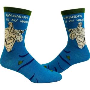 Crazy Dog T-Shirts Mens Sarcastic Socks Funny Crew Footwear for Adults(Grandpa Fishing)