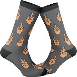 Crazy Dog T-Shirts Mens Sarcastic Socks Funny Crew Footwear for Adults(Middle Finger)