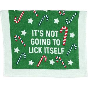 Crazy Dog T-Shirts Not Going to Lick Itself Funny Christmas Candy Tea Towel(Not Going to Lick Itself)