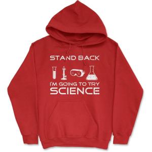 Crazy Dog T-Shirts Stand Back Science Funny Sweater Cool Humorous Nerdy Shirt for Geeks Hoodie(Red)