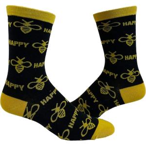 Crazy Dog T-Shirts Womens Animal Socks Cute Funny Socks with Fun Animals and Sarcastic Sayings(Bee Happy)