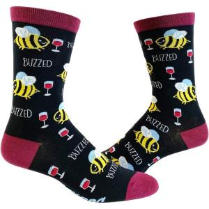 Crazy Dog T-Shirts Womens Animal Socks Cute Funny Socks with Fun Animals and Sarcastic Sayings(Buzzed)