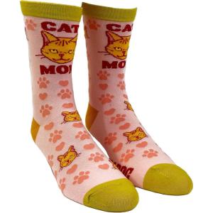 Crazy Dog T-Shirts Womens Animal Socks Cute Funny Socks with Fun Animals and Sarcastic Sayings(Cat Mom)