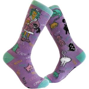 Crazy Dog T-Shirts Womens Cat Lady Sock Funny Novelty Cute Pet Face Cool Kitty Funky 90s