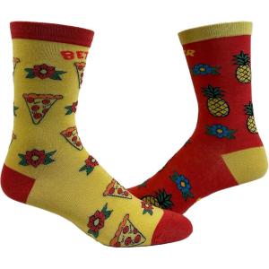 Crazy Dog T-Shirts Womens Cute Mismatched Socks With Funny Graphics for Ladies(Pineapple Pizza)