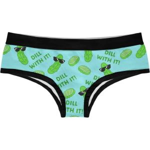Crazy Dog T-Shirts Womens Dill With It Panties Funny Pickle Joke Graphic Humor Bikini Brief Underwear(Blue)