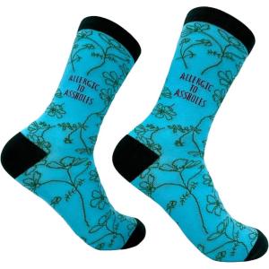 Crazy Dog T-Shirts Womens Empowering Socks Funny Footware for Girls to Make a Statement(Allergic to A-holes)