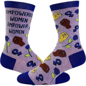 Crazy Dog T-Shirts Womens Empowering Socks Funny Footware for Girls to Make a Statement(Empowered Women)