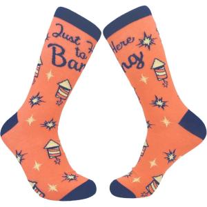 Crazy Dog T-Shirts Womens Empowering Socks Funny Footware for Girls to Make a Statement(Here to Bang)