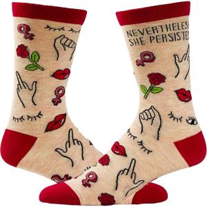 Crazy Dog T-Shirts Womens Empowering Socks Funny Footware for Girls to Make a Statement(Nevertheless)