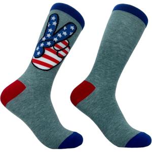 Crazy Dog T-Shirts Womens Empowering Socks Funny Footware for Girls to Make a Statement(Peace Sign)