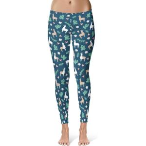 Crazy Dog T-Shirts Womens Funny Leggings Cute Elastic Tights for Ladies Workout Running Yoga Pants(Llama)