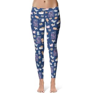 Crazy Dog T-Shirts Womens Funny Leggings Cute Elastic Tights for Ladies Workout Running Yoga Pants(Pet All the Cats)