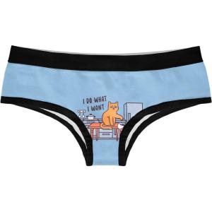 Crazy Dog T-Shirts Womens I Do What I Want Cat Panties Funny Kitten Saying Gift for Wife Mom Novelty Underwear(Blue)