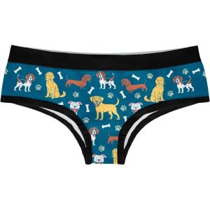 Crazy Dog T-Shirts Womens I Like Dogs and Maybe 3 People Panties Funny Bikini Brief Saying Graphic Underwear(Blue)