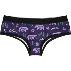 Crazy Dog T-Shirts Womens Mama Bear Panties Cute Sexy Print Wild Animal Underwear for Mom(Purple)