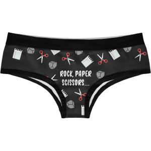 Crazy Dog T-Shirts Womens Rock Paper Scissors Throat Punch Panties Funny Bikini Brief Graphic Underwear(Black)