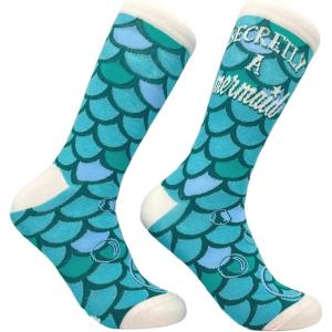 Crazy Dog T-Shirts Womens Secretly A Mermaid Socks Novety Graphic Sock Cute Colorful and Bright Fun Pattern Gift for Her Footwear
