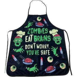 Crazy Dog T-Shirts Zombies Eat Brains Don’t Worry You’re Safe Funny Halloween Brains Cooking Graphic Kitchen Smock