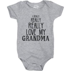 Crazy Dog Tshirts Baby Really Really Love My Grandma Cute Funny Infant Shirt Newborn Outfit Shower(Light Heather Grey)