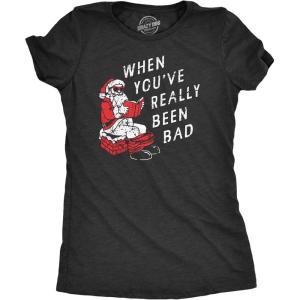 Crazy Dog Womens T Shirts Funny Sarcastic Humor Christmas Tees for Holiday Parties(Heather Black – Really Bad)