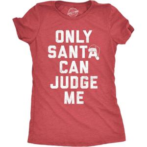 Crazy Dog Womens T Shirts Funny Sarcastic Humor Christmas Tees for Holiday Parties(Heather Red – Santa Judge)