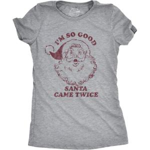 Crazy Dog Womens T Shirts Funny Sarcastic Humor Christmas Tees for Holiday Parties(Light Heather Grey – Twice)