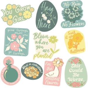 Floral Sticker Extra Large Stickers for Adults Funny Adhesives with Memes Cool Sarcastic Multi 10 Pieces(10 Pieces)