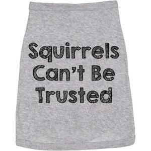 Funny Dog Shirt – Squirrels Cant Be Trusted Graphic Tee – Lightweight Cotton Pet Apparel – Cute Outdoor Puppy Shirt for Small Medium Large Dogs Grey, M(Medium)