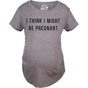 Funny Maternity T Shirts for Pregnant Women with Sarcastic Sayings Hilarious Womens Shirts for Pregnancy(Dark Heather Grey – Might Be)