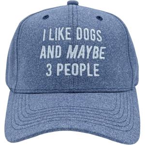 Funny Novelty Hats Sarcastic Graphic Caps for Men and Women with Funny Sayings(Blue – Dogs and 3 People)