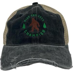 Funny Novelty Hats Sarcastic Graphic Caps for Men and Women with Funny Sayings(Trucker Black – Hide and Seek Champ)