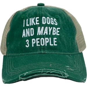 Funny Novelty Hats Sarcastic Graphic Caps for Men and Women with Funny Sayings(Trucker Green – Dogs and 3 People)