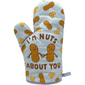 Funny Taco Oven Mitt – Introverted but Willing to Discuss Tacos Design – Durable Cotton Blend with Heat Protection – Novelty Mexican Food Kitchen Glove for Cooking and Taco Lovers(Nuts About You)