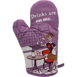Funny Taco Oven Mitt – Introverted but Willing to Discuss Tacos Design – Durable Cotton Blend with Heat Protection – Novelty Mexican Food Kitchen Glove for Cooking and Taco Lovers(Drinks on Me)