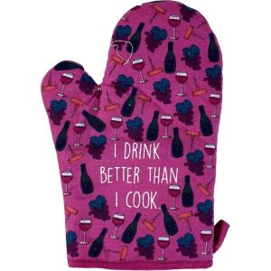 Funny Taco Oven Mitt – Introverted but Willing to Discuss Tacos Design – Durable Cotton Blend with Heat Protection – Novelty Mexican Food Kitchen Glove for Cooking and Taco Lovers(Drink Better)