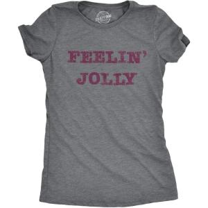 Funny Womens Christmas Shirts Wholesome Shirts for Happy Holiday Tees for Ladies(Dark Heather Grey – Feelin Jolly)