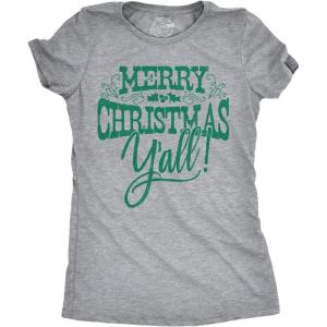 Funny Womens Christmas Shirts Wholesome Shirts for Happy Holiday Tees for Ladies(Light Heather Grey – Xmas Yall)