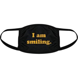 I Am Smiling Face Mask Funny Happy Face Novelty Graphic Nose and Mouth Covering Funny Masks for Adults Cool Motivational Novelty Masks for Adults Black 1 Pack