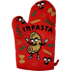 Impasta Oven Mitt Funny Noodle Disguise Imposter Hilarious Graphic Novelty Kitchen Glove Funny Graphic Kitchenwear Cool Food Novelty Cookware Red Oven Mitt(Oven Mitt)