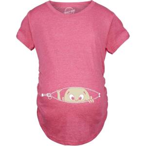 Maternity Baby Peeking T Shirt Funny Pregnancy Tee for Expecting Mothers(Pink)