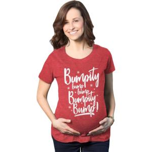 Maternity Bumpity Bump Bump Pregnancy T Shirt Funny Christmas Baby Announcement(Heather Red)