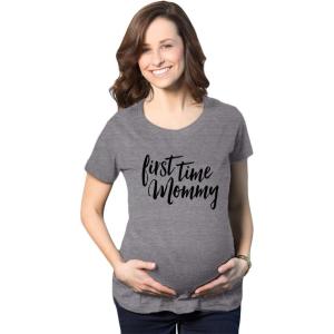 Maternity First Time Mommy Pregnancy T Shirt Cute Belly Bump Tee Mother to Be(Dark Heather Grey)